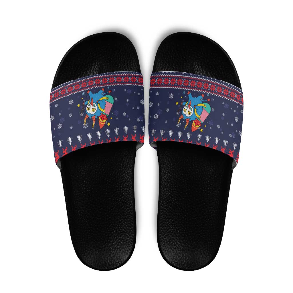 Merry Krampus Christmas Slide Sandals Xmas Holiday Patterns - Wonder Print Shop