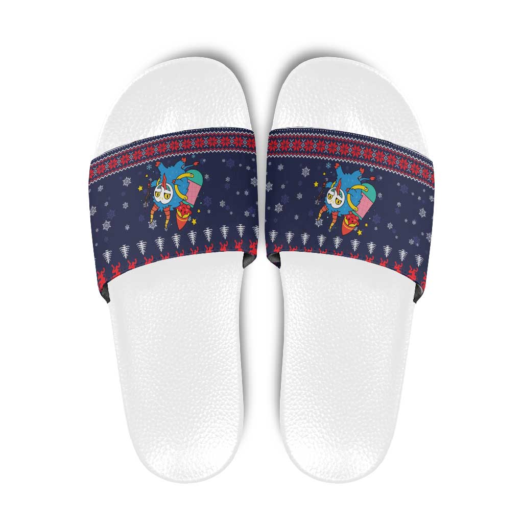 Merry Krampus Christmas Slide Sandals Xmas Holiday Patterns - Wonder Print Shop