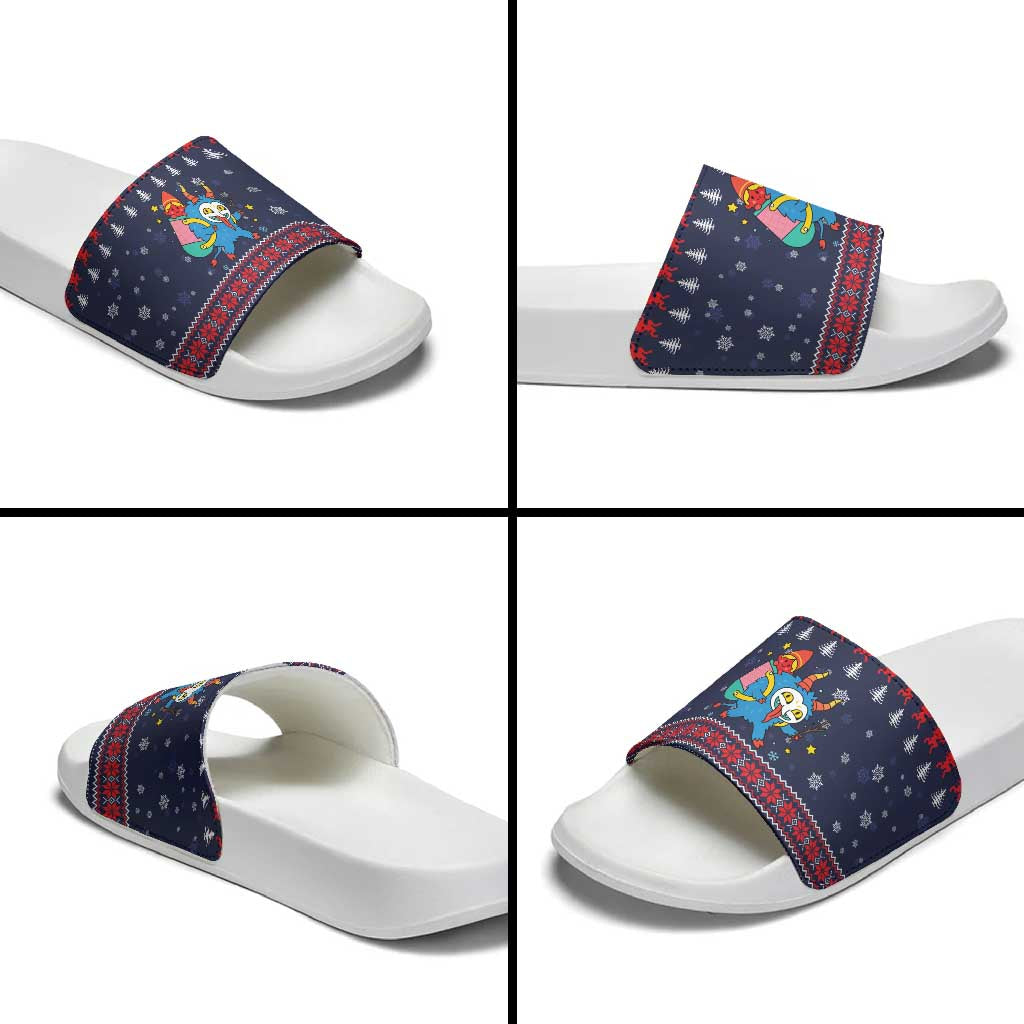 Merry Krampus Christmas Slide Sandals Xmas Holiday Patterns - Wonder Print Shop