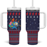 Merry Krampus Christmas Tumbler With Handle Xmas Holiday Patterns - Wonder Print Shop