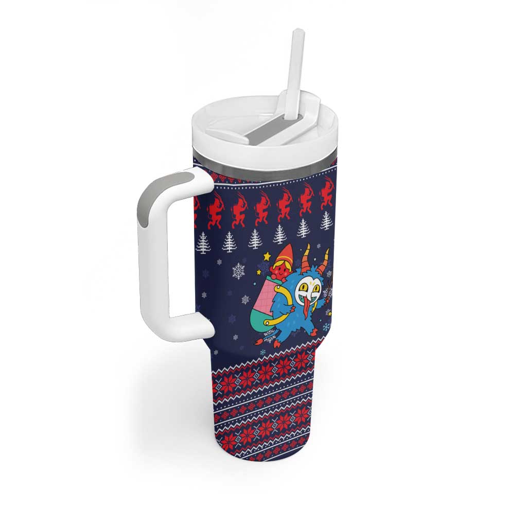 Merry Krampus Christmas Tumbler With Handle Xmas Holiday Patterns - Wonder Print Shop