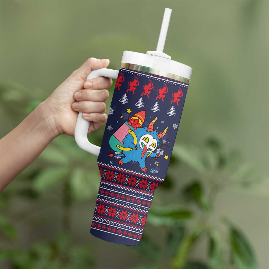 Merry Krampus Christmas Tumbler With Handle Xmas Holiday Patterns - Wonder Print Shop