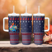 Merry Krampus Christmas Tumbler With Handle Xmas Holiday Patterns - Wonder Print Shop