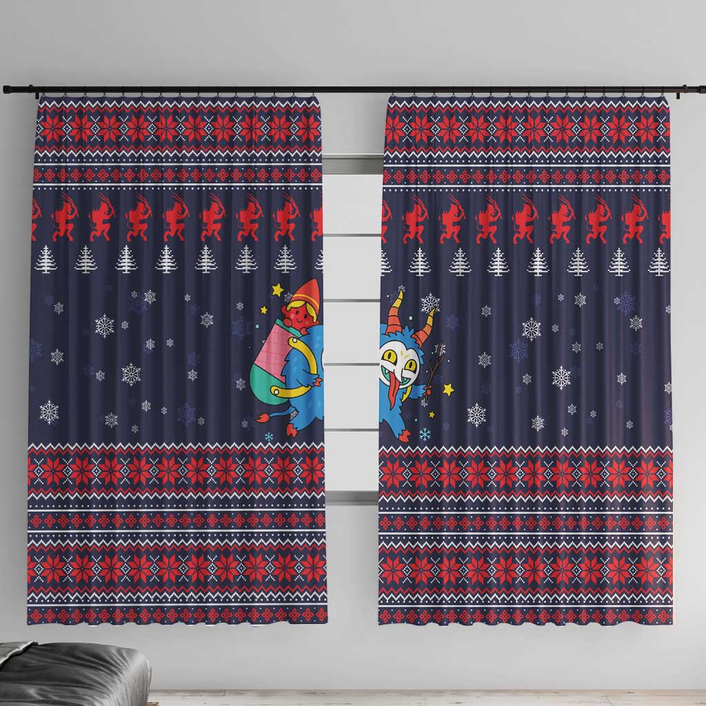 Merry Krampus Christmas Window Curtain Xmas Holiday Patterns - Wonder Print Shop