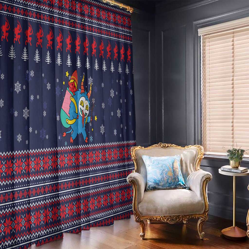 Merry Krampus Christmas Window Curtain Xmas Holiday Patterns - Wonder Print Shop