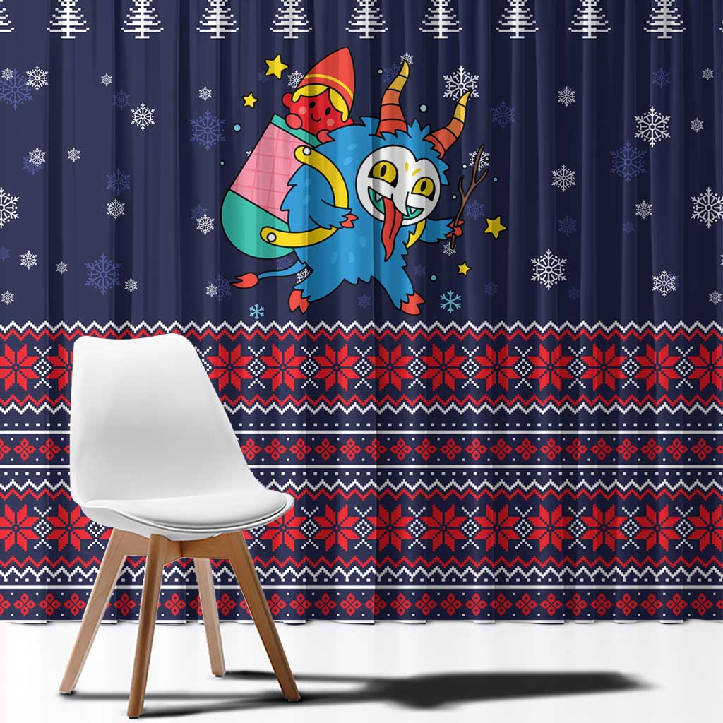 Merry Krampus Christmas Window Curtain Xmas Holiday Patterns - Wonder Print Shop