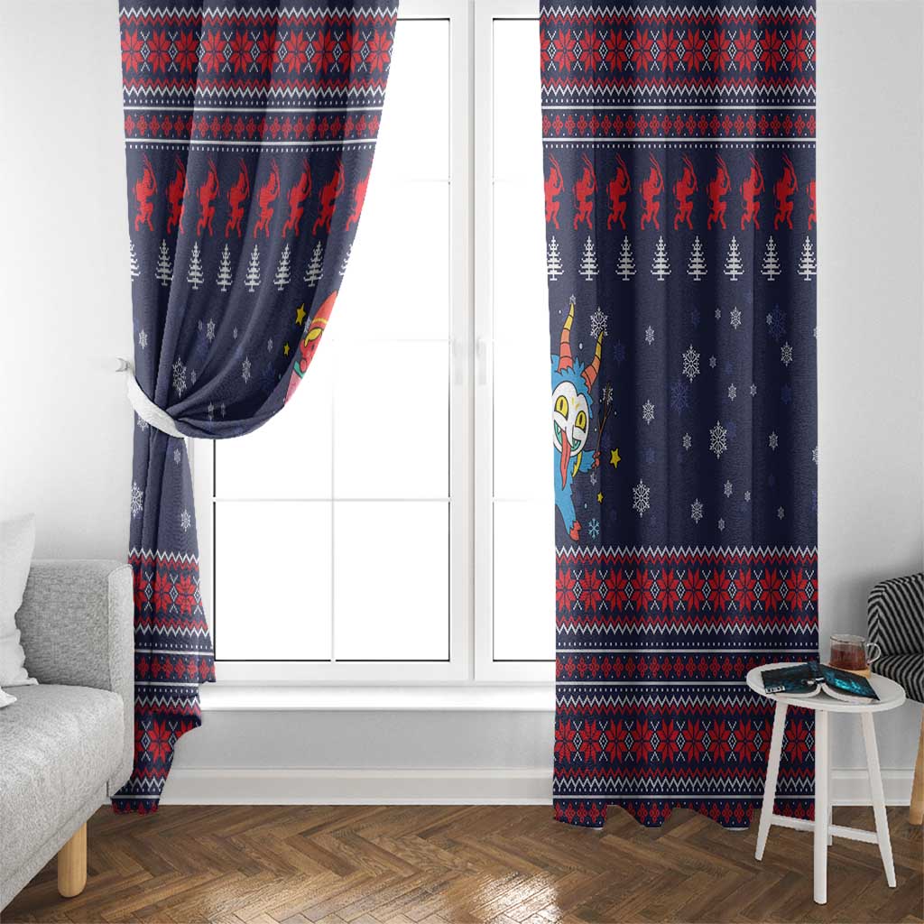 Merry Krampus Christmas Window Curtain Xmas Holiday Patterns - Wonder Print Shop