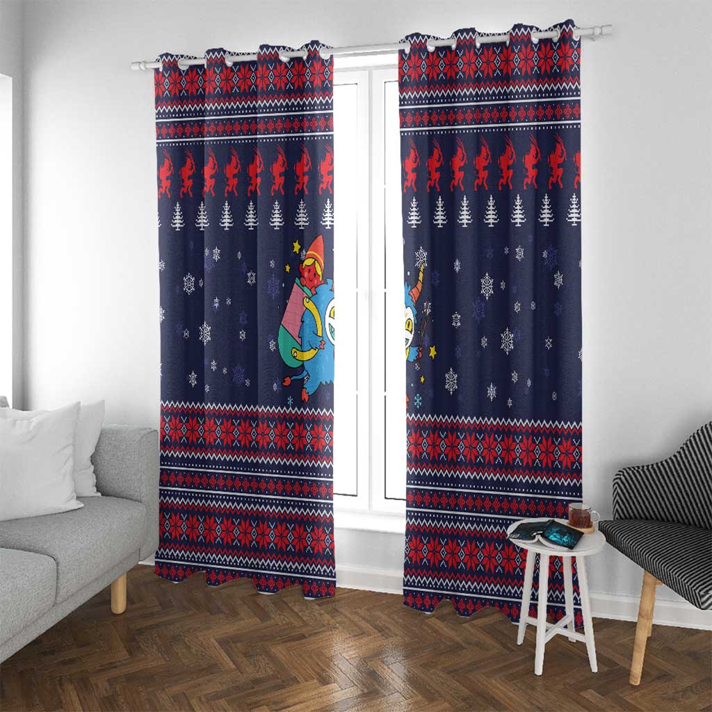 Merry Krampus Christmas Window Curtain Xmas Holiday Patterns - Wonder Print Shop