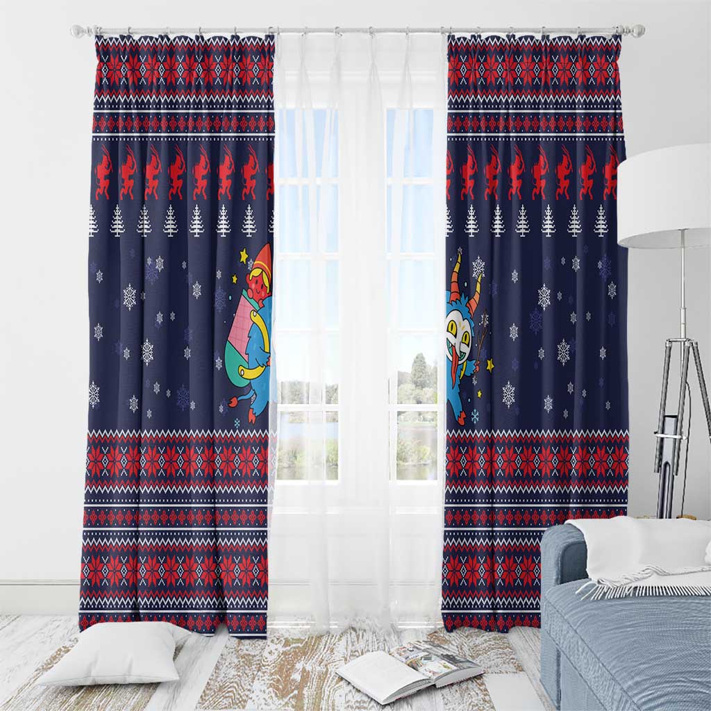 Merry Krampus Christmas Window Curtain Xmas Holiday Patterns - Wonder Print Shop