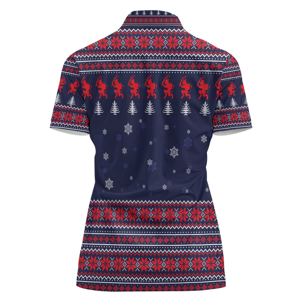 Merry Krampus Christmas Women Polo Shirt Xmas Holiday Patterns - Wonder Print Shop