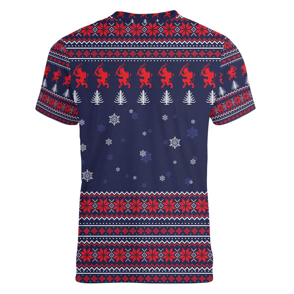 Merry Krampus Christmas Women V-Neck T-Shirt Xmas Holiday Patterns - Wonder Print Shop