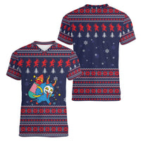 Merry Krampus Christmas Women V-Neck T-Shirt Xmas Holiday Patterns - Wonder Print Shop