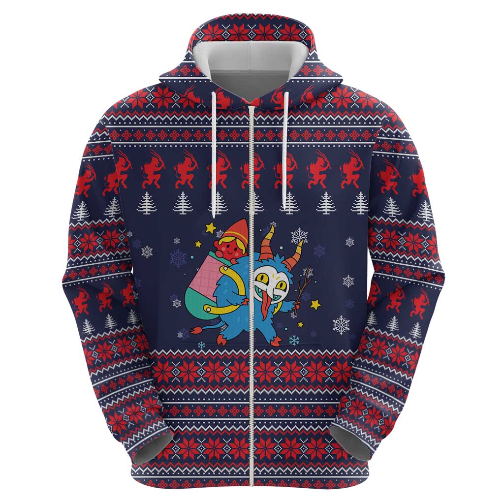 Merry Krampus Christmas Zip Hoodie Xmas Holiday Patterns - Wonder Print Shop