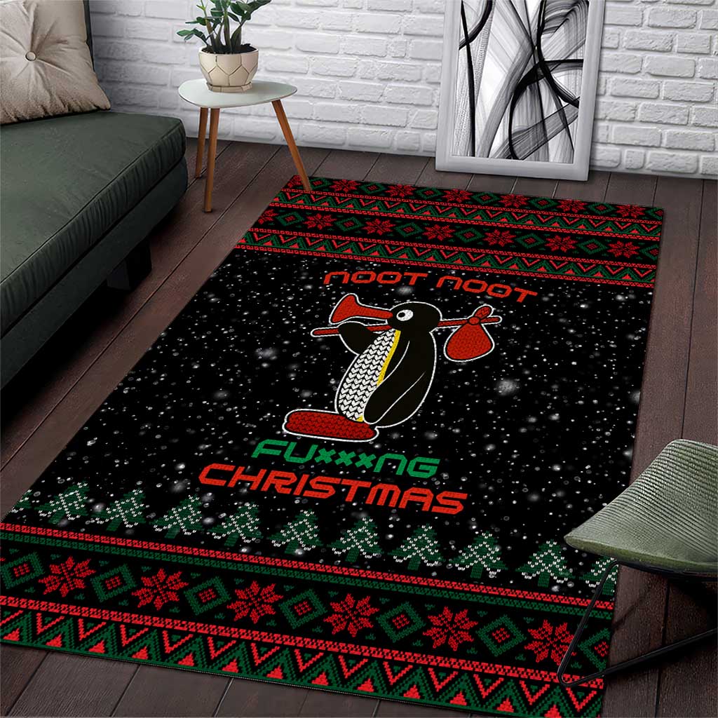 Penguin Tree Christmas Area Rug Xmas Holiday Patterns - Wonder Print Shop