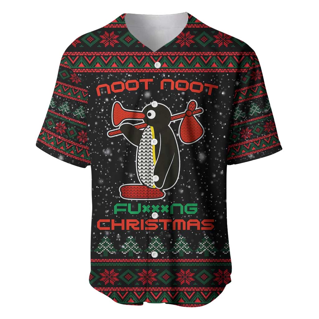 Penguin Tree Christmas Baseball Jersey Xmas Holiday Patterns - Wonder Print Shop