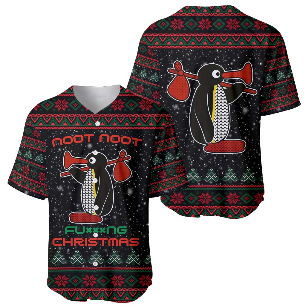 Penguin Tree Christmas Baseball Jersey Xmas Holiday Patterns - Wonder Print Shop