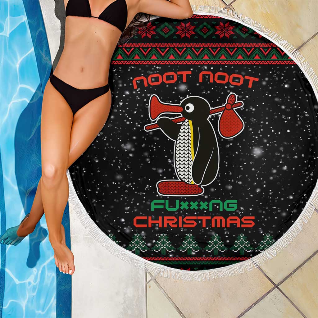 Penguin Tree Christmas Beach Blanket Xmas Holiday Patterns - Wonder Print Shop