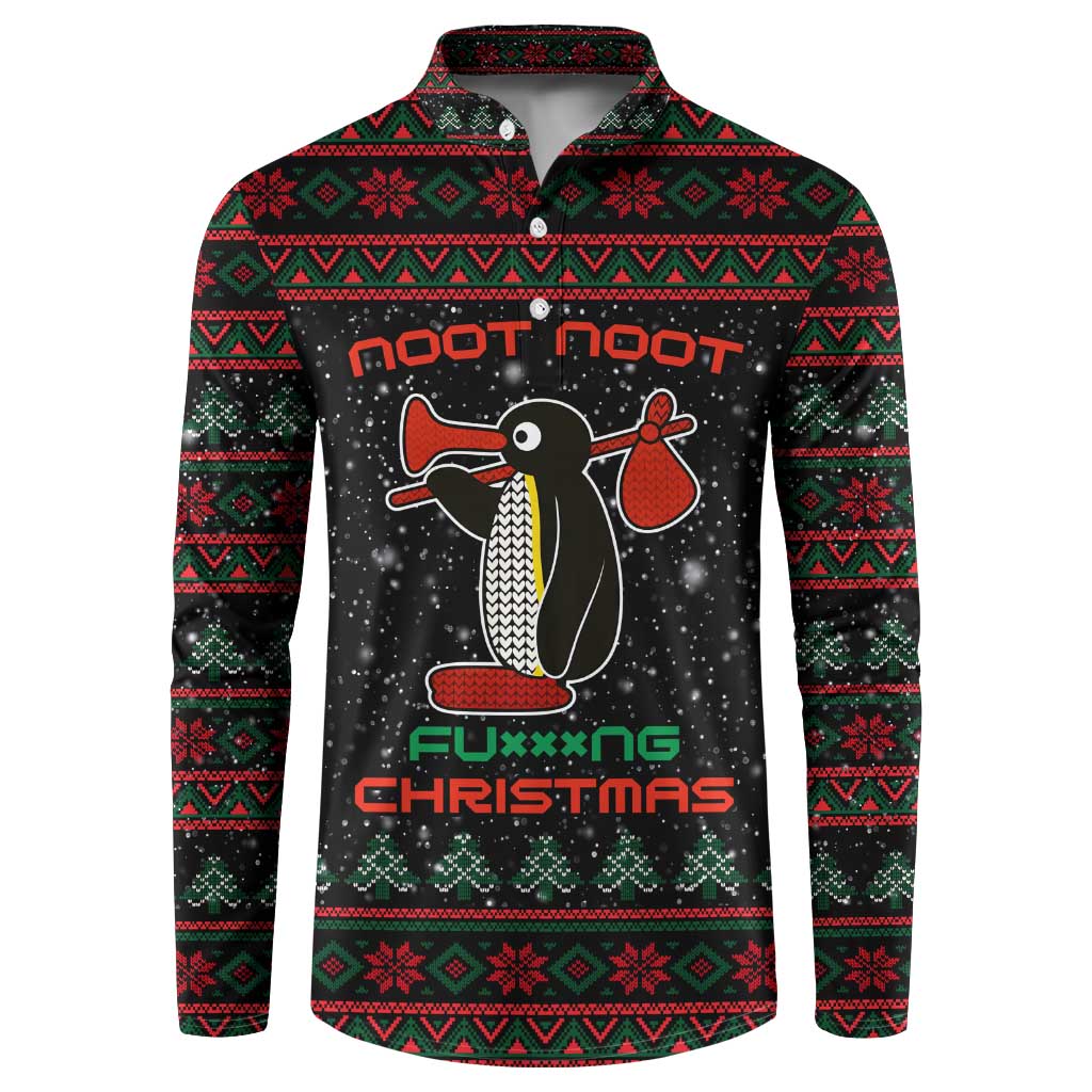 Penguin Tree Christmas Button Sweatshirt Xmas Holiday Patterns - Wonder Print Shop