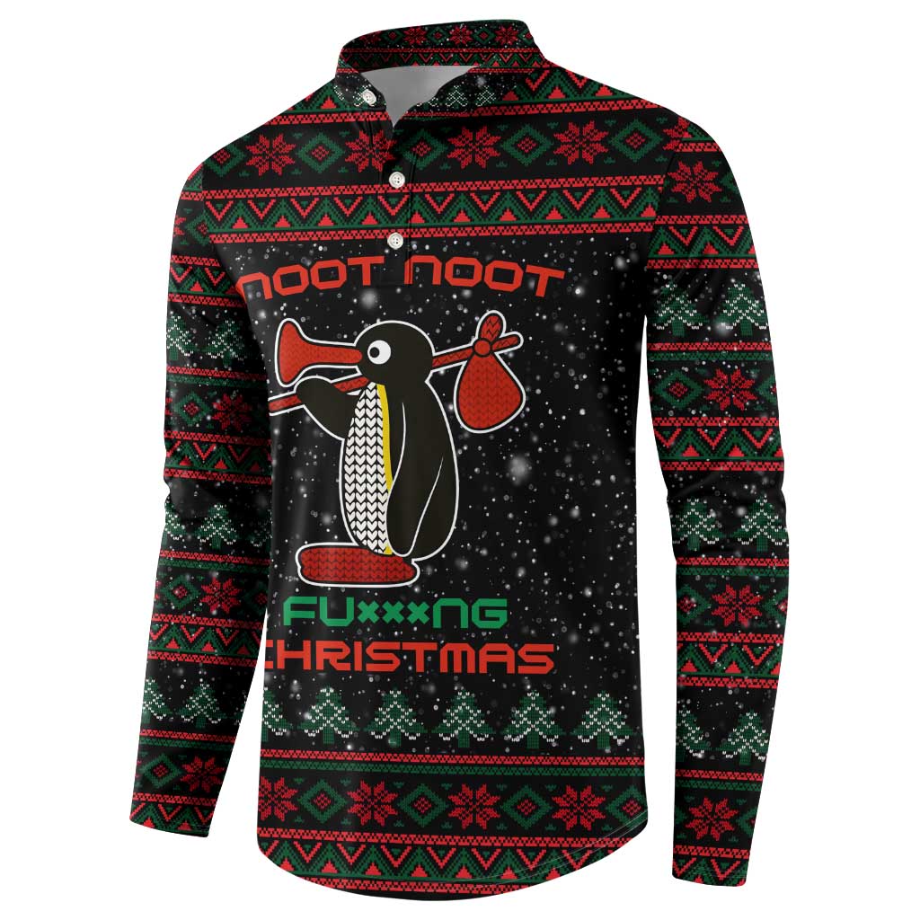 Penguin Tree Christmas Button Sweatshirt Xmas Holiday Patterns - Wonder Print Shop