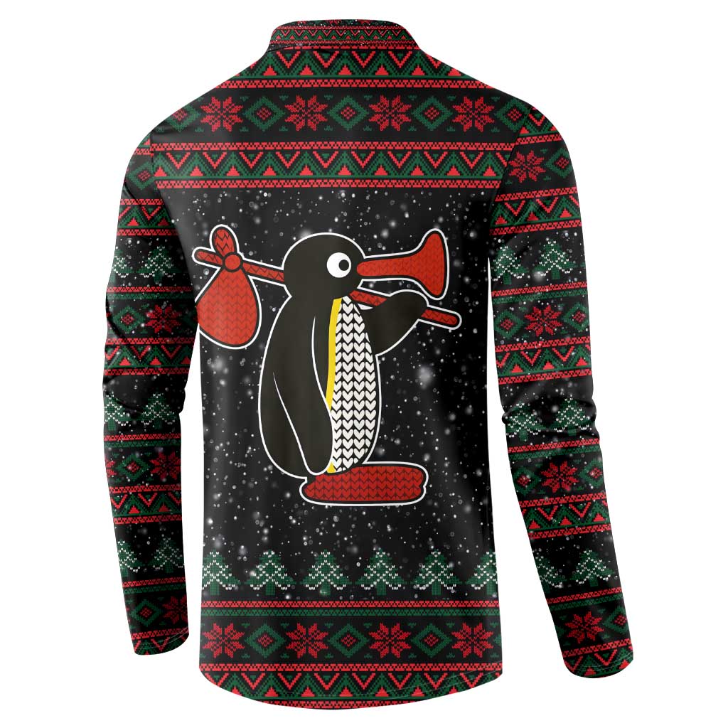 Penguin Tree Christmas Button Sweatshirt Xmas Holiday Patterns - Wonder Print Shop
