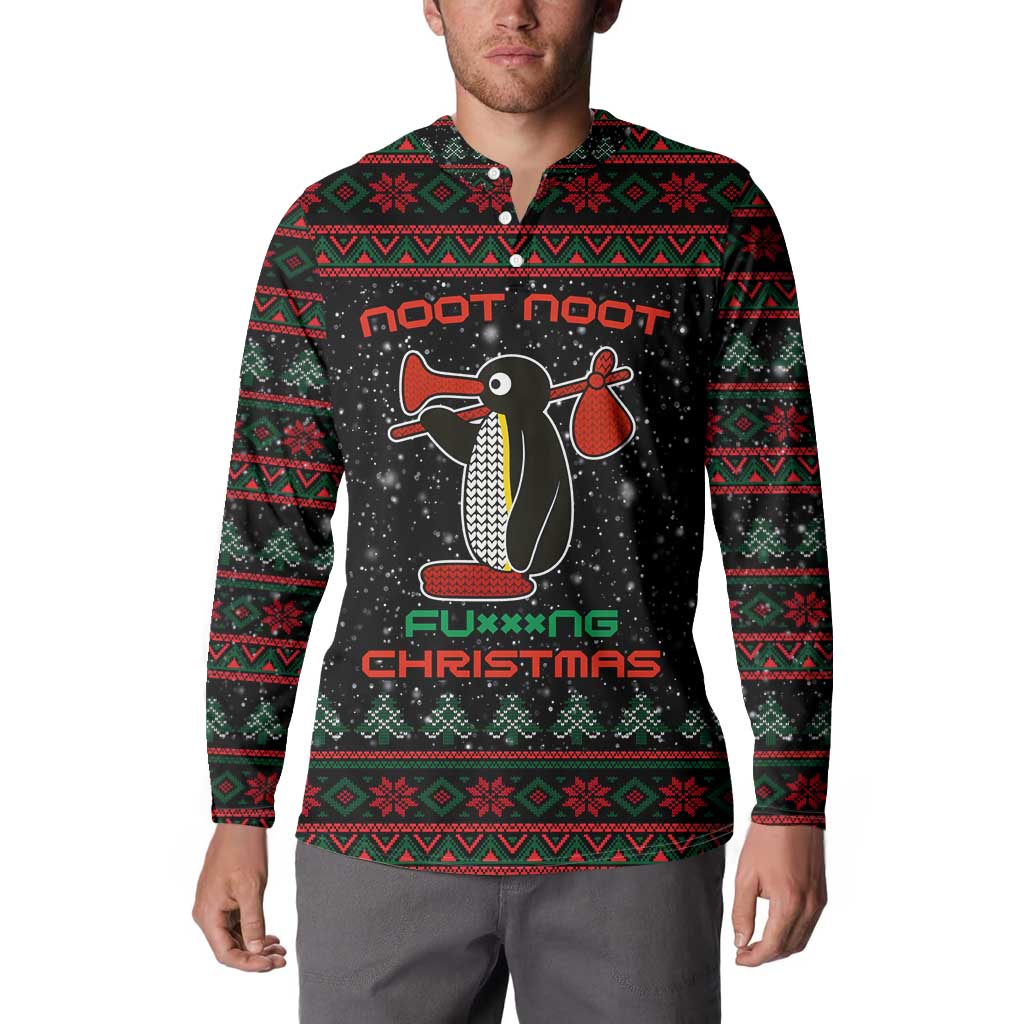 Penguin Tree Christmas Button Sweatshirt Xmas Holiday Patterns - Wonder Print Shop