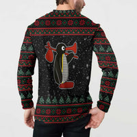 Penguin Tree Christmas Button Sweatshirt Xmas Holiday Patterns - Wonder Print Shop
