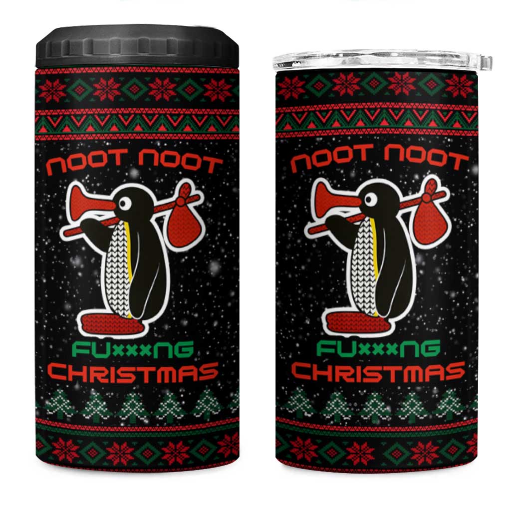 Penguin Tree Christmas 4 in 1 Can Cooler Tumbler Xmas Holiday Patterns - Wonder Print Shop