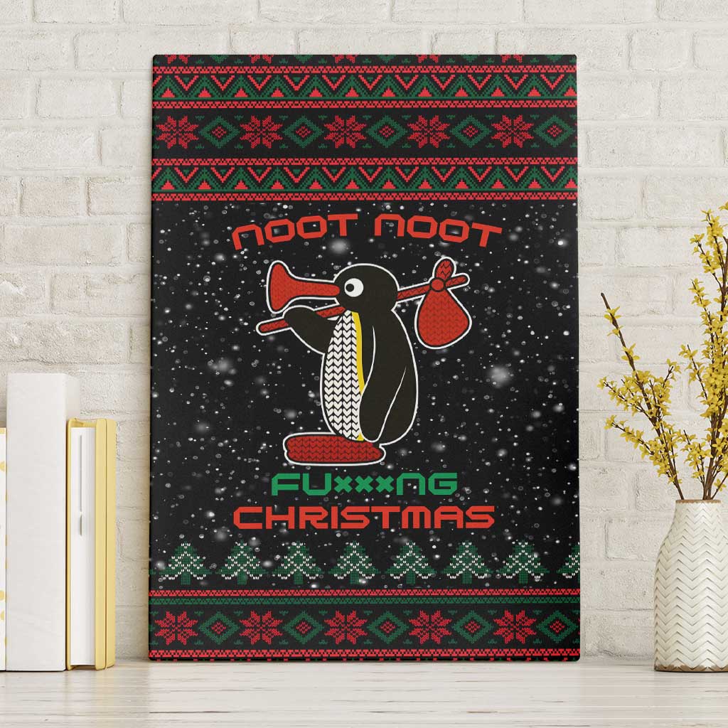 Penguin Tree Christmas Canvas Wall Art Xmas Holiday Patterns - Wonder Print Shop
