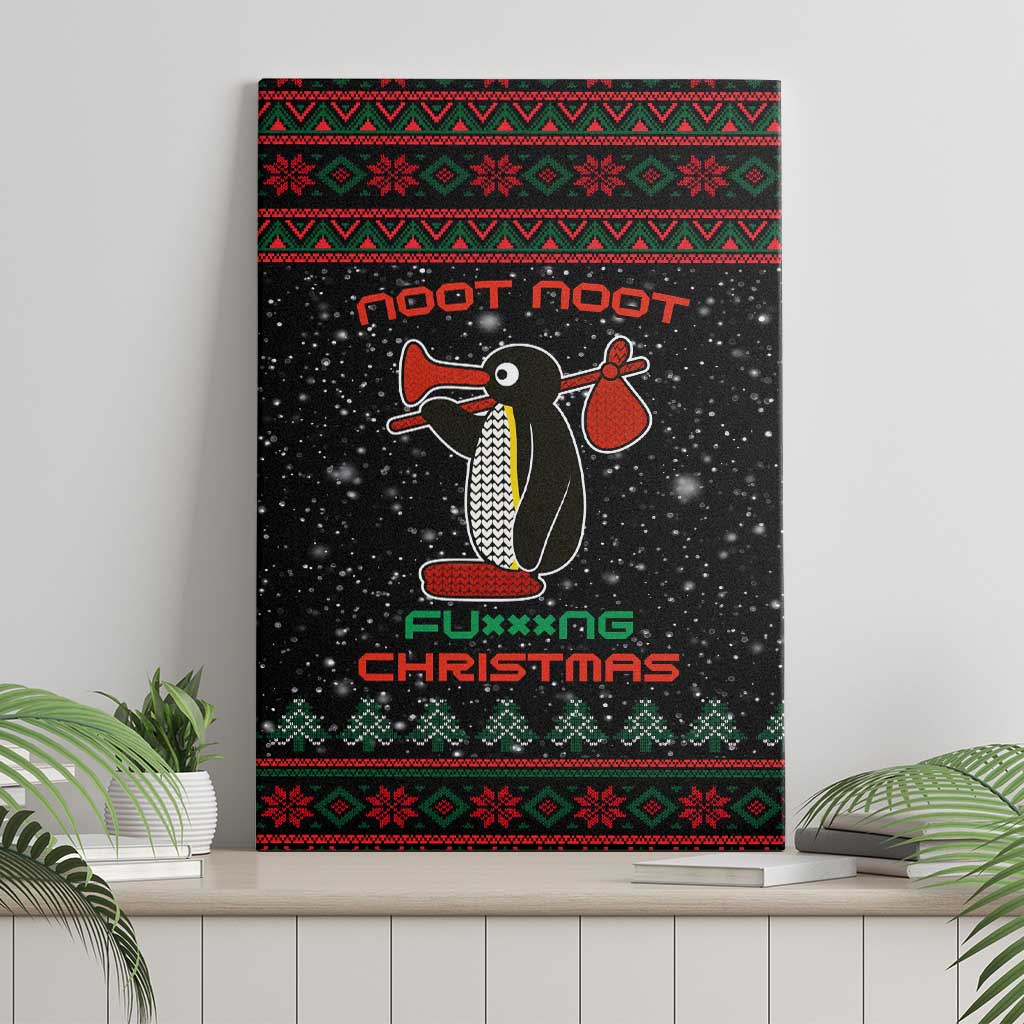 Penguin Tree Christmas Canvas Wall Art Xmas Holiday Patterns - Wonder Print Shop