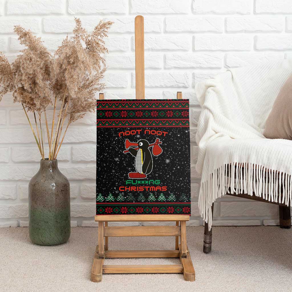 Penguin Tree Christmas Canvas Wall Art Xmas Holiday Patterns - Wonder Print Shop
