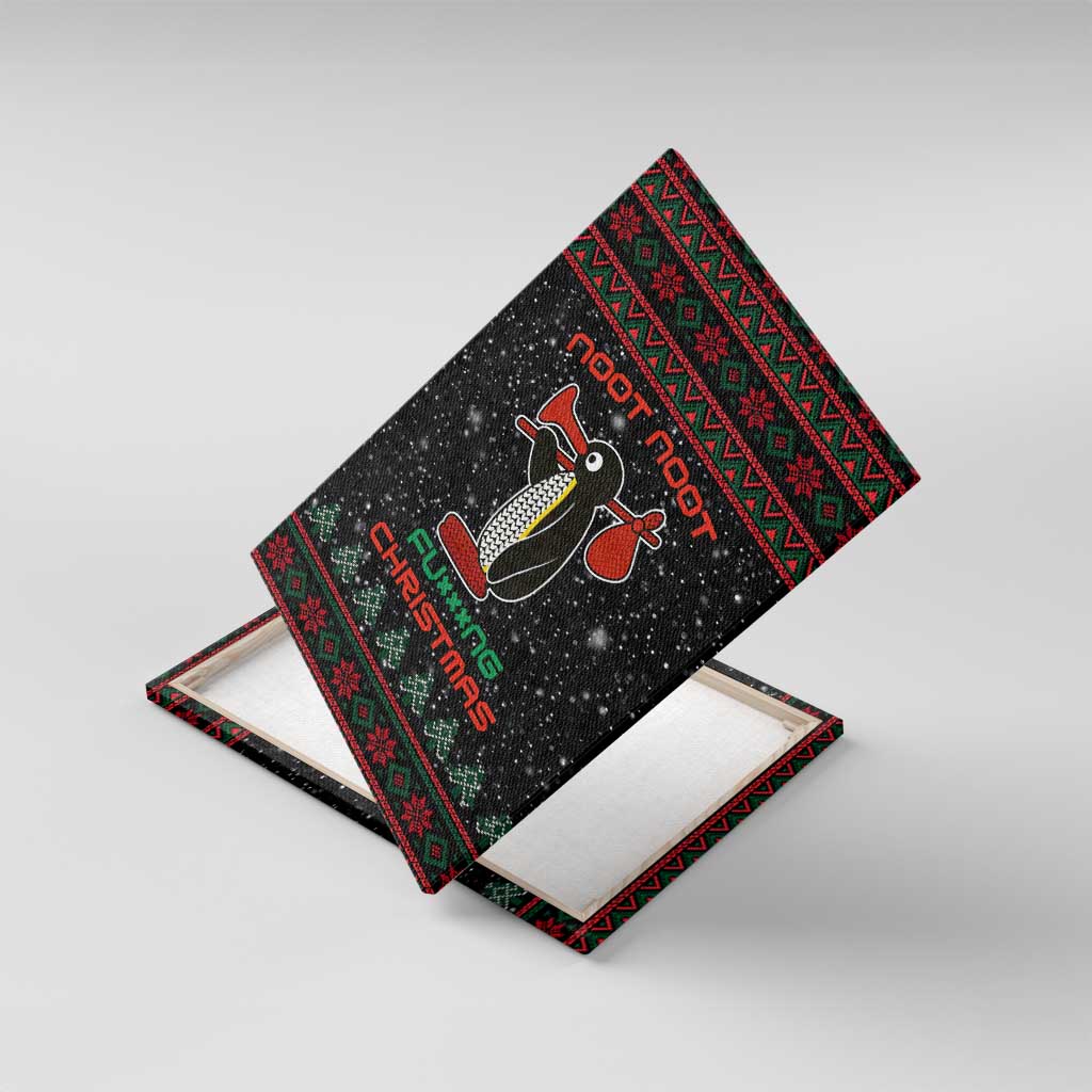 Penguin Tree Christmas Canvas Wall Art Xmas Holiday Patterns - Wonder Print Shop