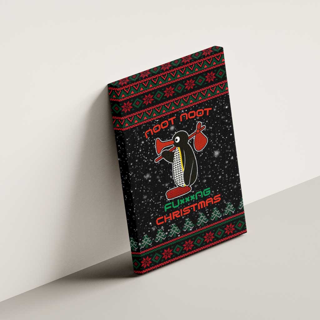 Penguin Tree Christmas Canvas Wall Art Xmas Holiday Patterns - Wonder Print Shop