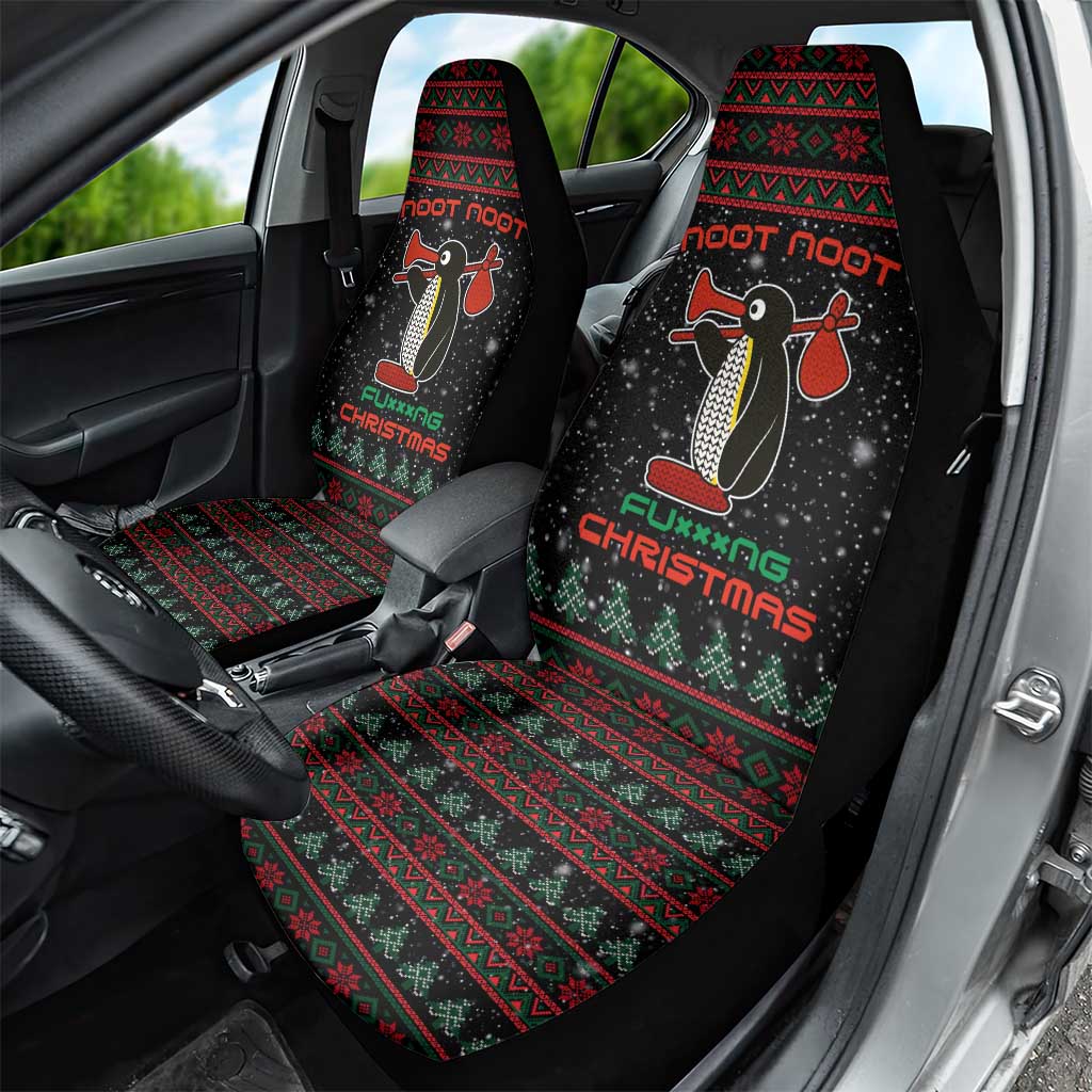 Penguin Tree Christmas Car Seat Cover Xmas Holiday Patterns - Wonder Print Shop