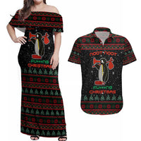 Penguin Tree Christmas Couples Matching Off Shoulder Maxi Dress and Hawaiian Shirt Xmas Holiday Patterns - Wonder Print Shop