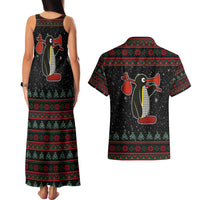 Penguin Tree Christmas Couples Matching Tank Maxi Dress and Hawaiian Shirt Xmas Holiday Patterns - Wonder Print Shop
