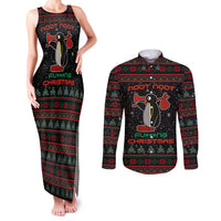 Penguin Tree Christmas Couples Matching Tank Maxi Dress and Long Sleeve Button Shirt Xmas Holiday Patterns - Wonder Print Shop