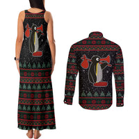 Penguin Tree Christmas Couples Matching Tank Maxi Dress and Long Sleeve Button Shirt Xmas Holiday Patterns - Wonder Print Shop