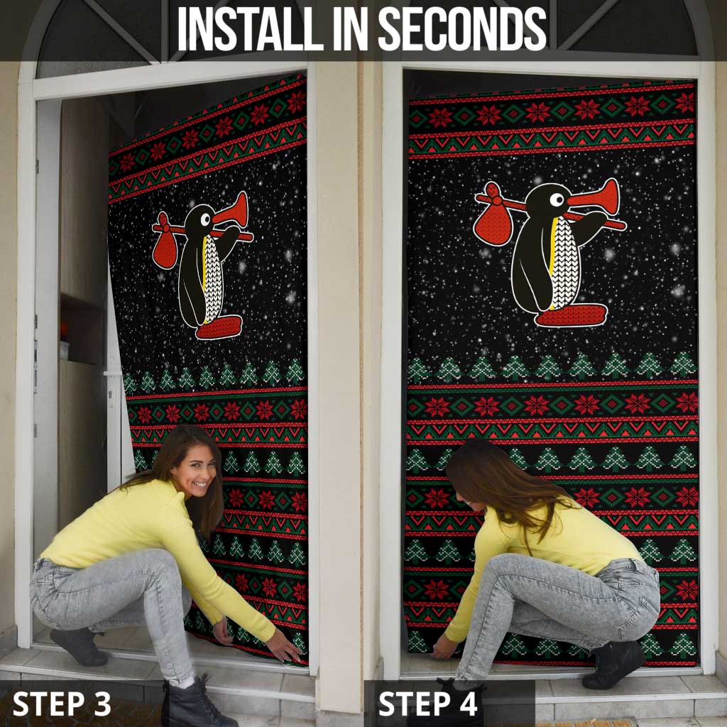 Penguin Tree Christmas Door Cover Xmas Holiday Patterns - Wonder Print Shop