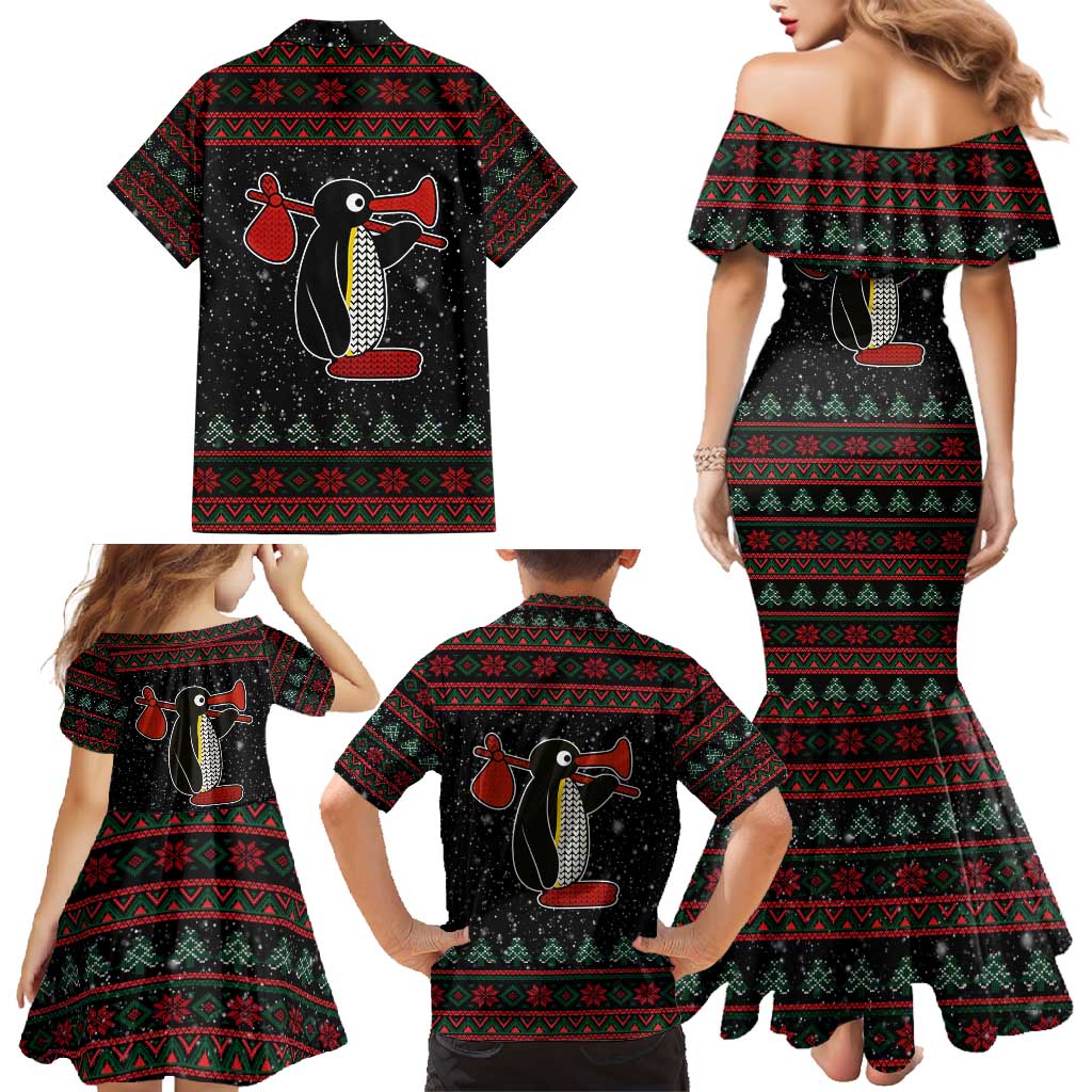 Penguin Tree Christmas Family Matching Mermaid Dress and Hawaiian Shirt Xmas Holiday Patterns - Wonder Print Shop