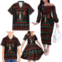 Penguin Tree Christmas Family Matching Off The Shoulder Long Sleeve Dress and Hawaiian Shirt Xmas Holiday Patterns - Wonder Print Shop