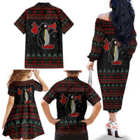 Penguin Tree Christmas Family Matching Off The Shoulder Long Sleeve Dress and Hawaiian Shirt Xmas Holiday Patterns - Wonder Print Shop