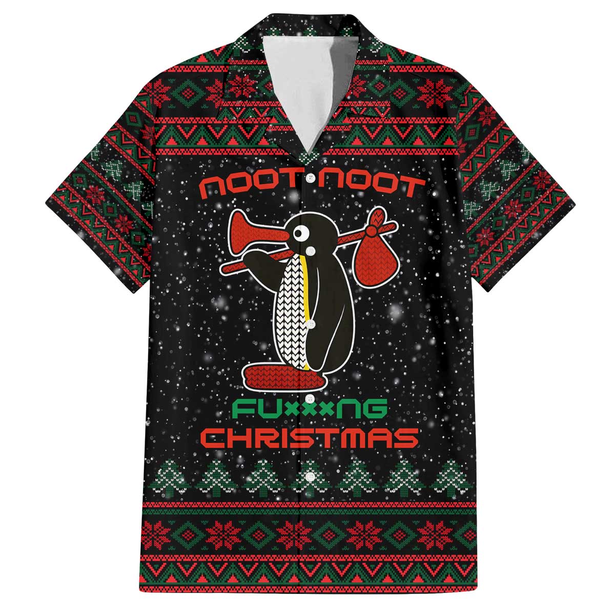 Penguin Tree Christmas Family Matching Off The Shoulder Long Sleeve Dress and Hawaiian Shirt Xmas Holiday Patterns - Wonder Print Shop