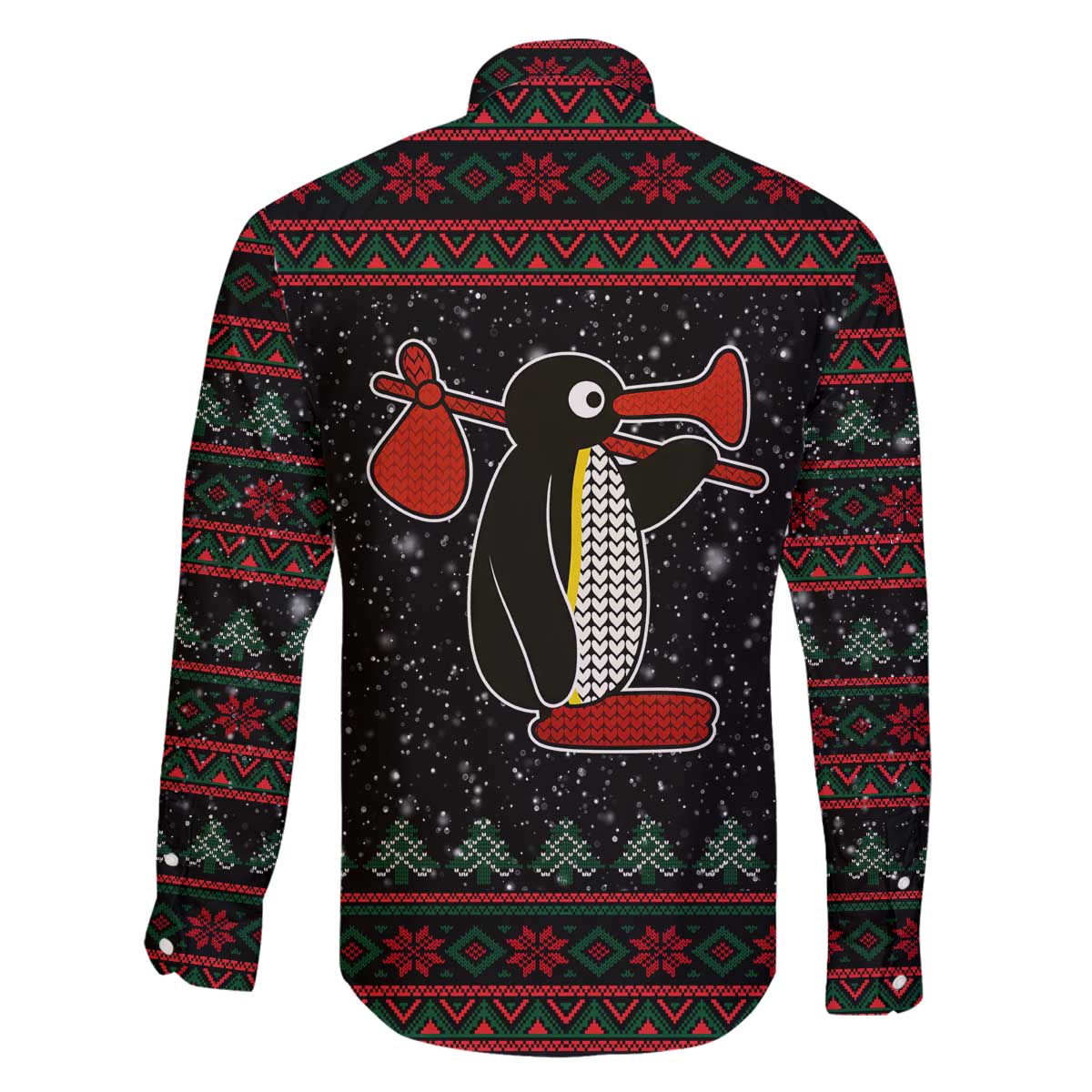 Penguin Tree Christmas Family Matching Off The Shoulder Long Sleeve Dress and Hawaiian Shirt Xmas Holiday Patterns - Wonder Print Shop