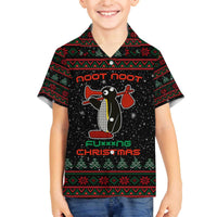 Penguin Tree Christmas Family Matching Off The Shoulder Long Sleeve Dress and Hawaiian Shirt Xmas Holiday Patterns - Wonder Print Shop