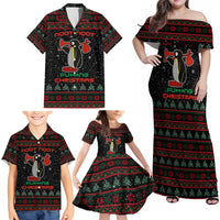 Penguin Tree Christmas Family Matching Off Shoulder Maxi Dress and Hawaiian Shirt Xmas Holiday Patterns - Wonder Print Shop