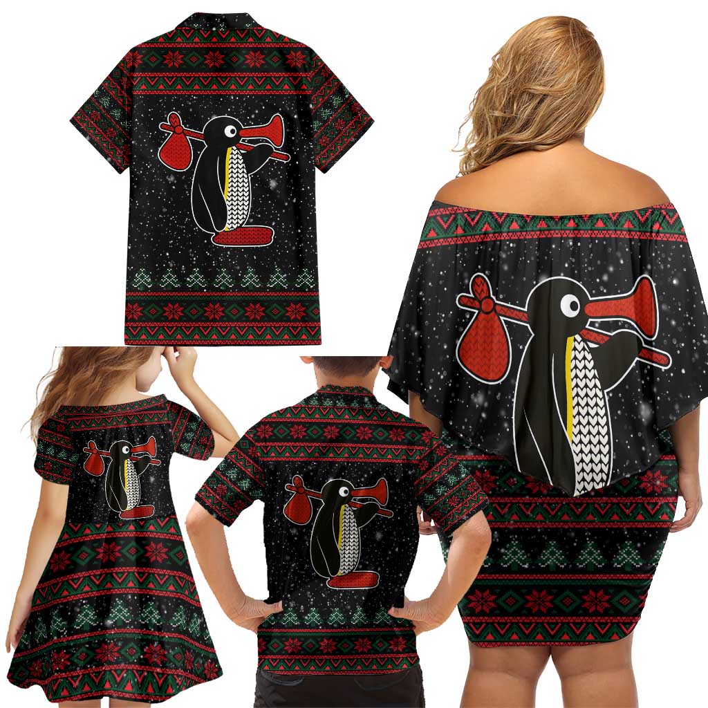 Penguin Tree Christmas Family Matching Off Shoulder Short Dress and Hawaiian Shirt Xmas Holiday Patterns - Wonder Print Shop
