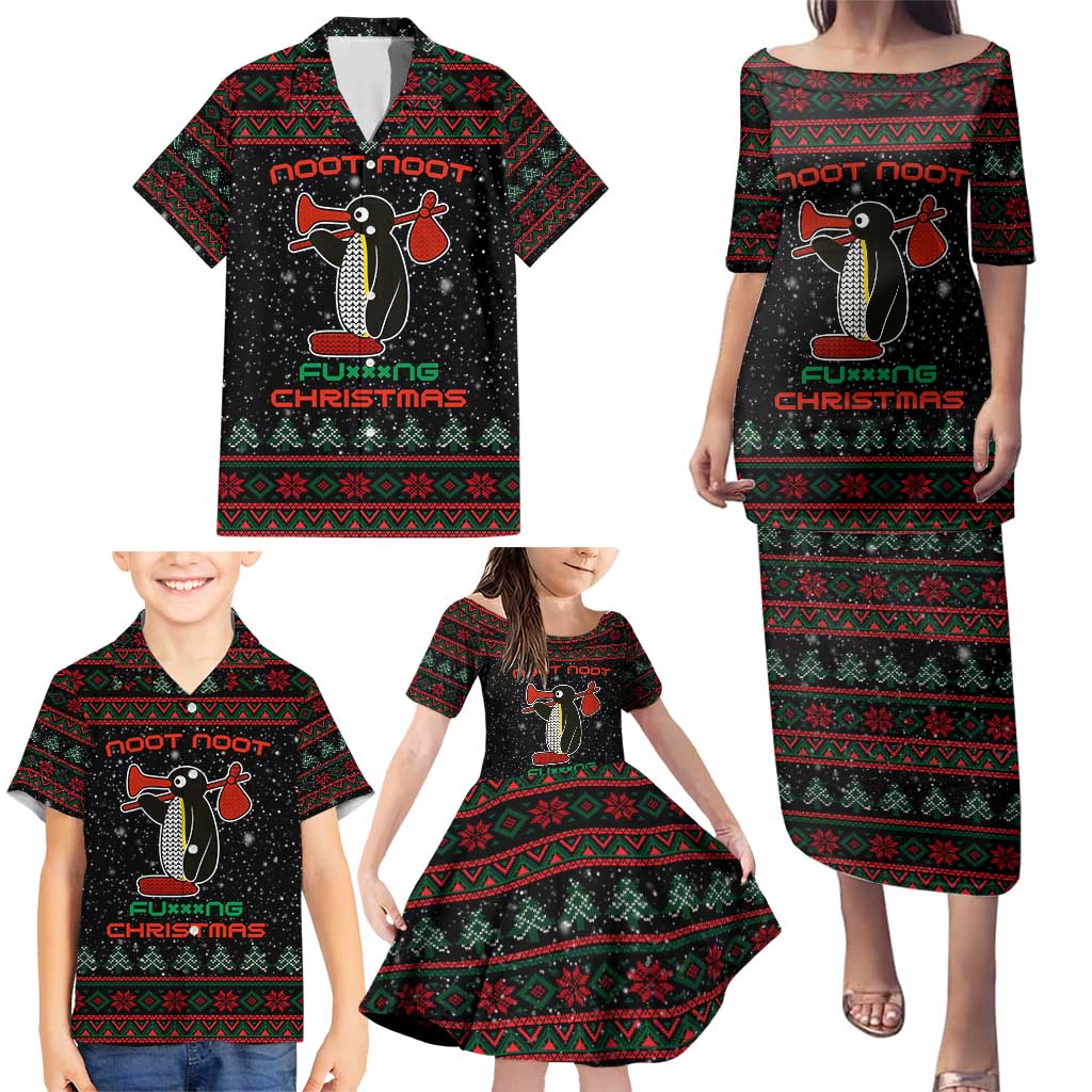 Penguin Tree Christmas Family Matching Puletasi and Hawaiian Shirt Xmas Holiday Patterns - Wonder Print Shop