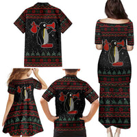 Penguin Tree Christmas Family Matching Puletasi and Hawaiian Shirt Xmas Holiday Patterns - Wonder Print Shop