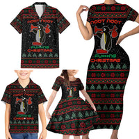 Penguin Tree Christmas Family Matching Short Sleeve Bodycon Dress and Hawaiian Shirt Xmas Holiday Patterns - Wonder Print Shop