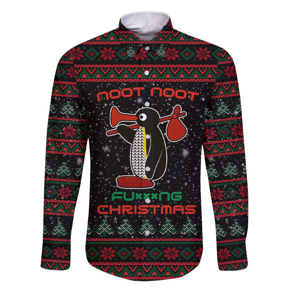 Penguin Tree Christmas Family Matching Short Sleeve Bodycon Dress and Hawaiian Shirt Xmas Holiday Patterns - Wonder Print Shop